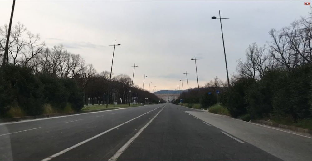 An empty main road in the city of Caserta